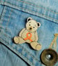 Leukaemia Awareness Bear Badge, Handmade Orange Ribbon Support Teddy Brooch - Image 3