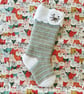 Pet Cat Christmas Stocking in Gold, White and Duck Egg Blue,