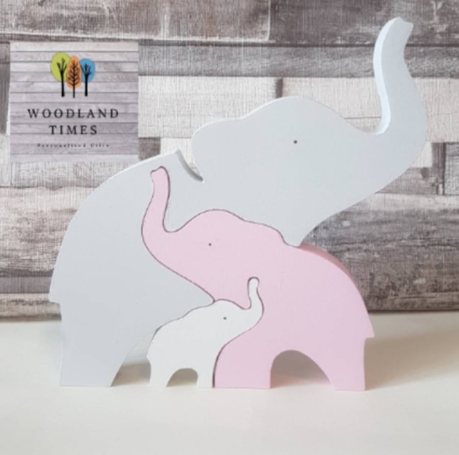 Elephant family decor, interlocking elephant family, nursery decor, 