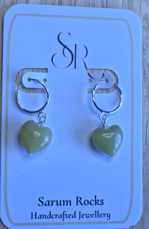 Green Jade Heart Earrings