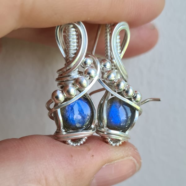 925 Silver Blue Labradorite Crystal Dangle Earrings Earings Jewellery Jewelry
