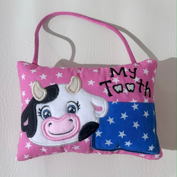  Tooth fairy Pillow, Embroidered Cow