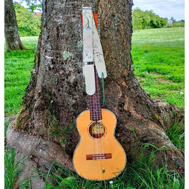 Hand painted Pastel Floral Ukulele Strap, uke strap