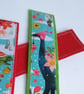 Christmas Dinosaur Bookmark - fabric and wool felt in green or red - Image 2