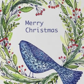 Dove Wreath, Blank Christmas Card