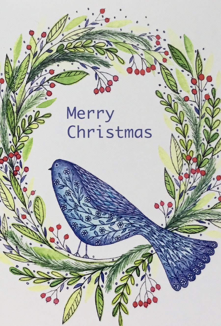 Dove Wreath, Blank Christmas Card