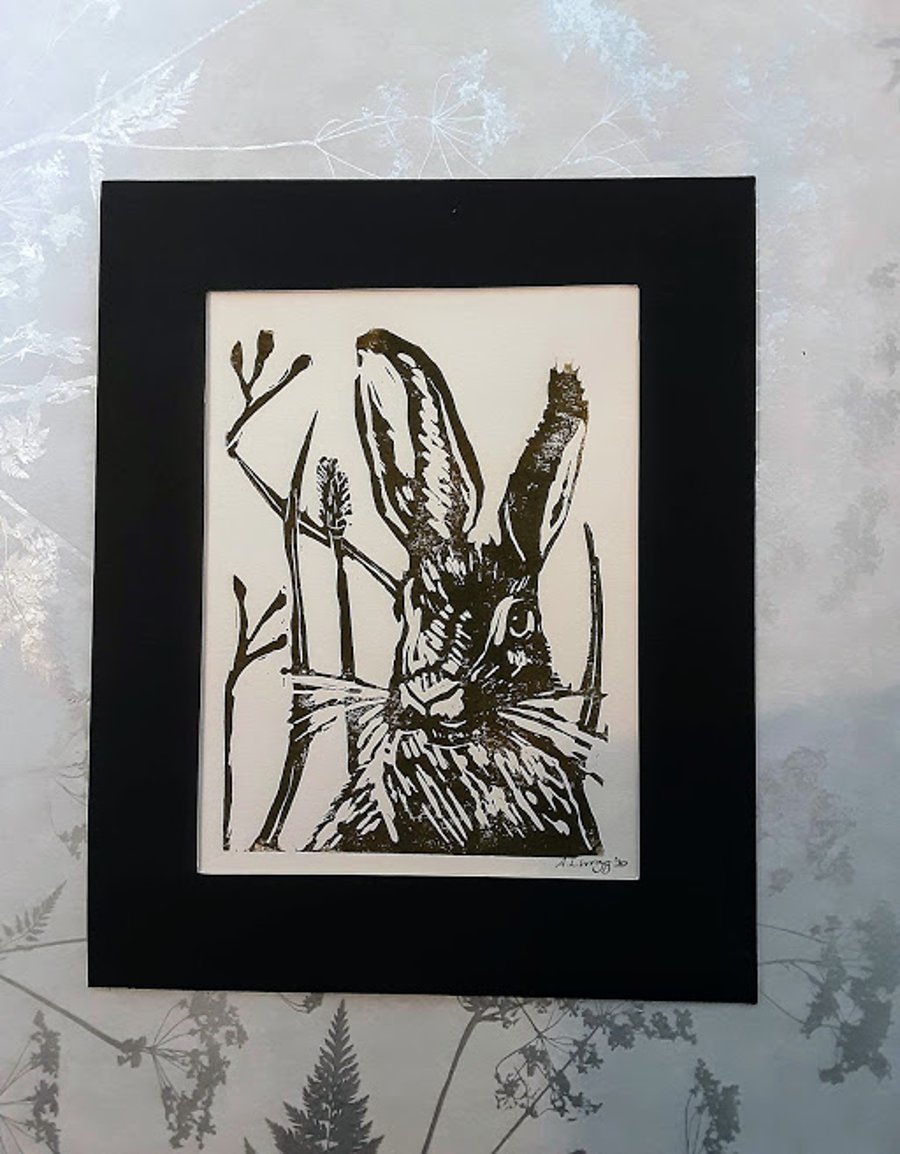 Brown Hare Linoprint