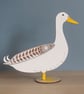 Standing Wooden White Duck Decoration Ornament - Etched and Hand Painted - Image 3