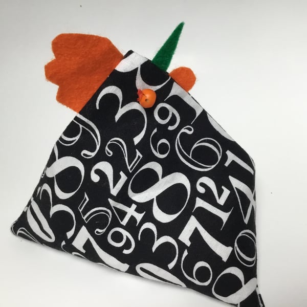 Paper weights. Three chicken bean bag weights in black and green