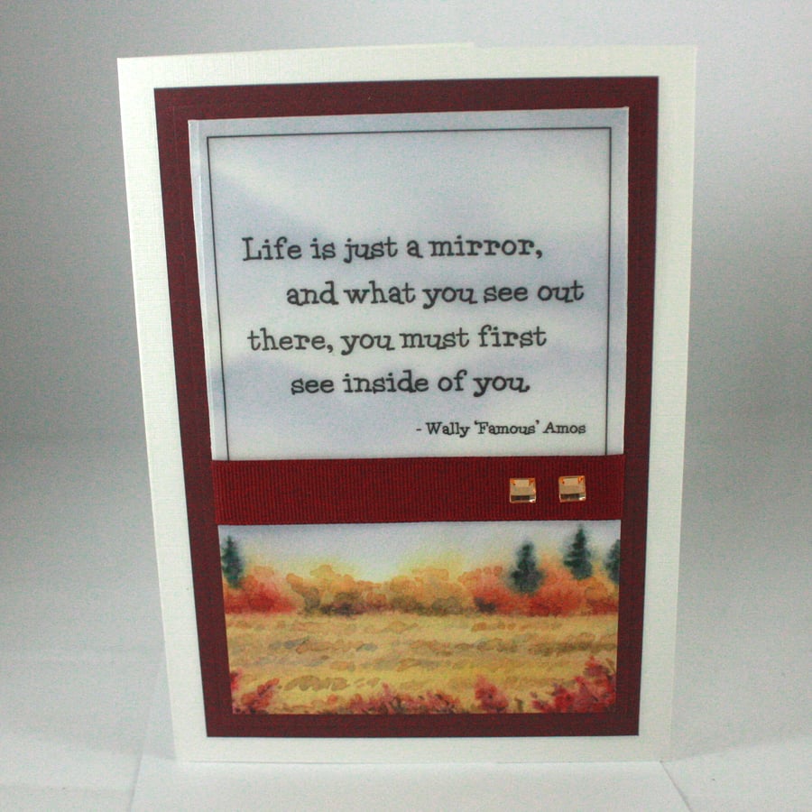 Handmade, any occasion card, autumnal scene with quotation 
