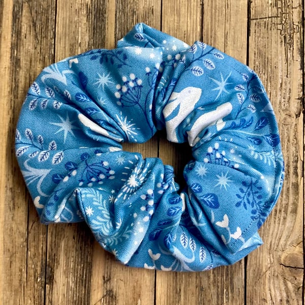 Large Hair Scrunchie - Winter Hare - Handmade by Molly Felicity Designs