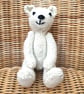Handmade 8" White Teddy Bear knitted in 100% Wool - Image 2