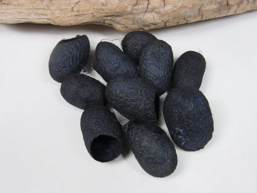 10 Dark Logwood Purple Naturally Dyed Silk Cocoons