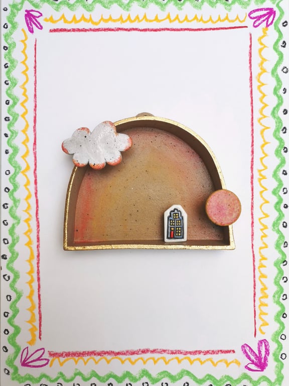 Perfectly Imperfect Sunset Skies Ceramic wall shrine