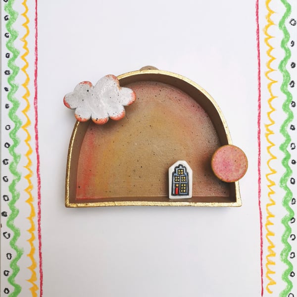 Perfectly Imperfect Sunset Skies Ceramic wall shrine