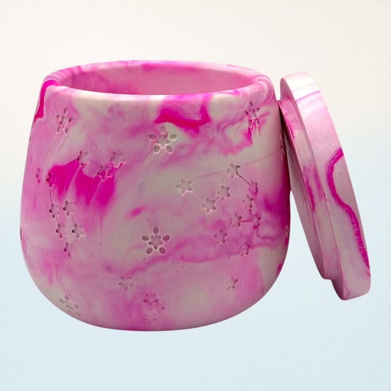 Pink Marble Effect Constellation Jewellery Box - Candle Jar or Trinket Pot stp5