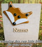 Personalised Fused Glass fox mounted on a chunky block of wood