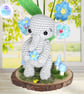 Crochet forget me not elephant sculpture. Elephant ornament.  Elephant gift. - Image 4