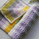 Crochet Stripe Blanket Throw Neutral Baby Blanket