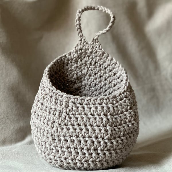 Grey (pearl) wall hanging basket, wall storage. Made to order