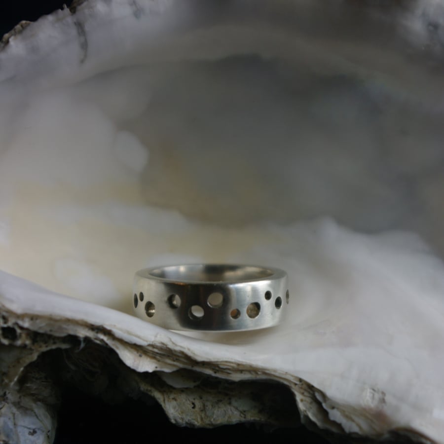 Chunky Silver Ring with Holes