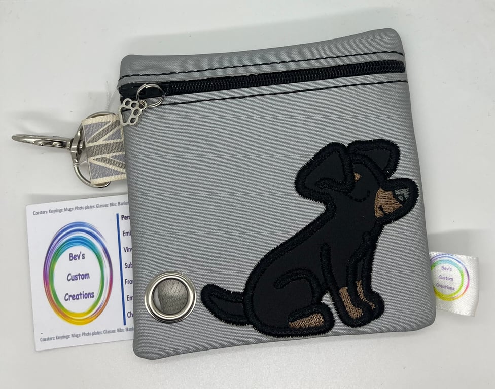 Dachshund, Embroidered Poo bag dispenser. type 2
