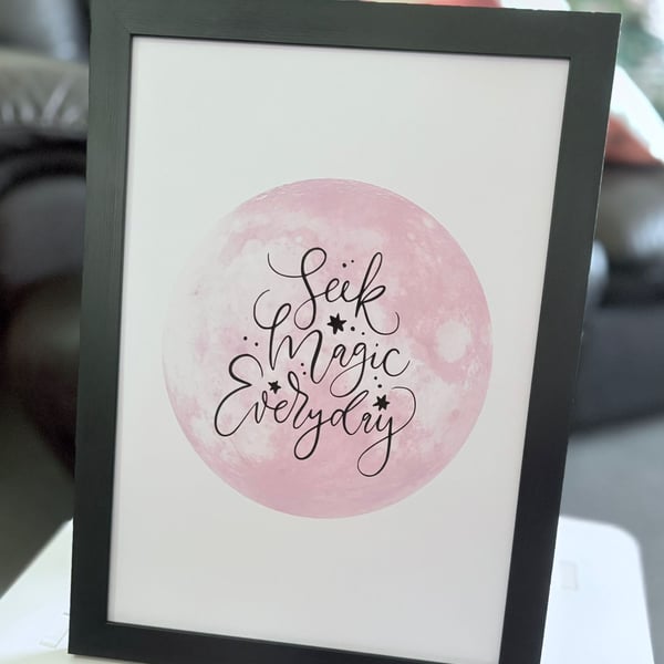 A4 Moon Quote Framed Print
