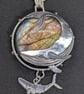Sterling Silver Whale pendant, Silver whale pendant with labradorite stone - Image 2