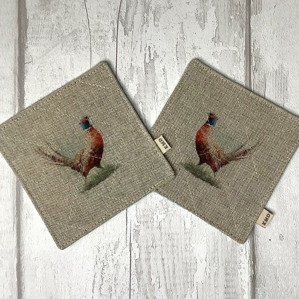 Pheasant Coaster Set - Quilted
