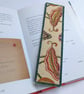 Textile bookmark - botanical jacquard curtain, wool and velvet fabrics