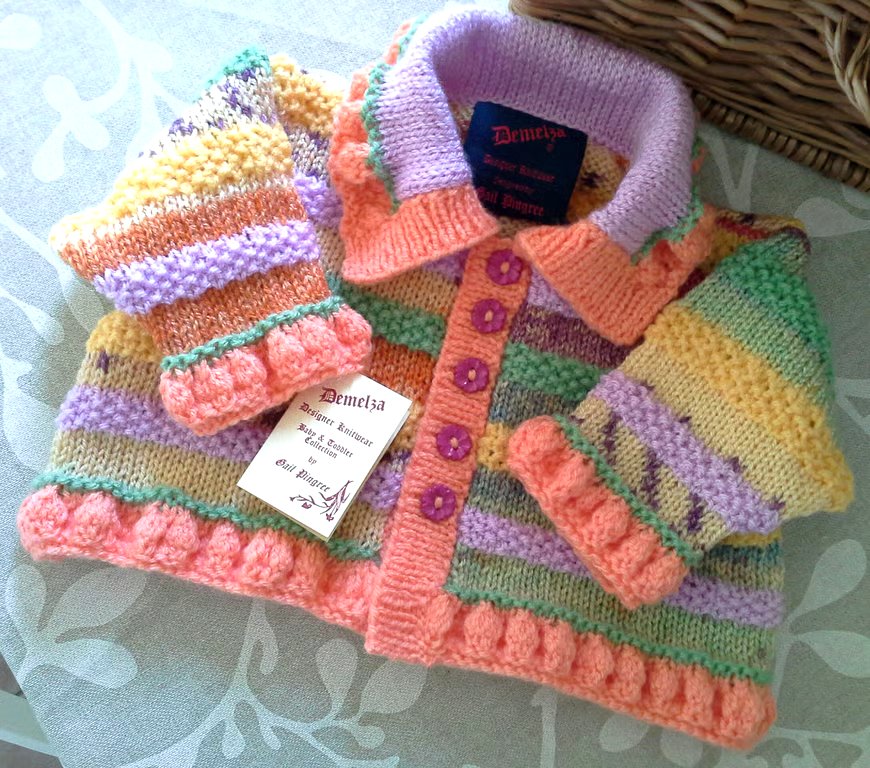 Designer Colourful Baby Girl's Hand Knitted Jacket 6-12 months 