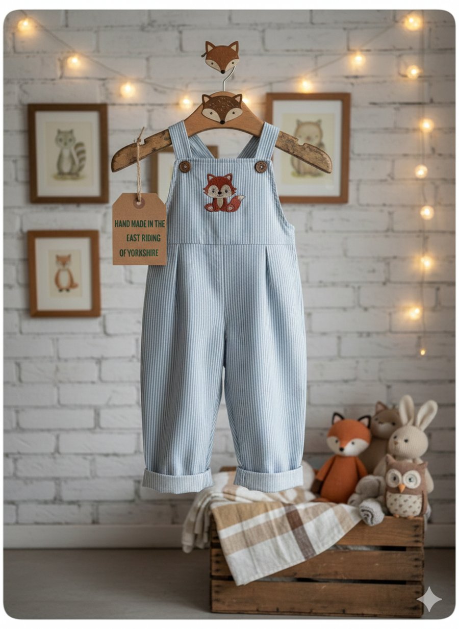 Cotton drill striped dungarees aged 2-3 years
