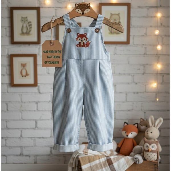 Cotton drill striped dungarees aged 2-3 years
