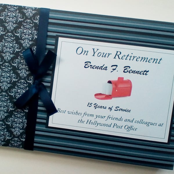 Personalised Postman Retirement Guest book, postman retirement gift