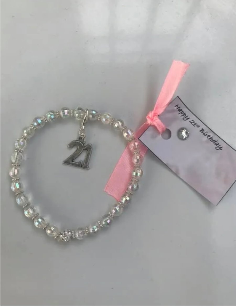 21st milestone bracelet ab crystal beaded bracelet gift for ladies 