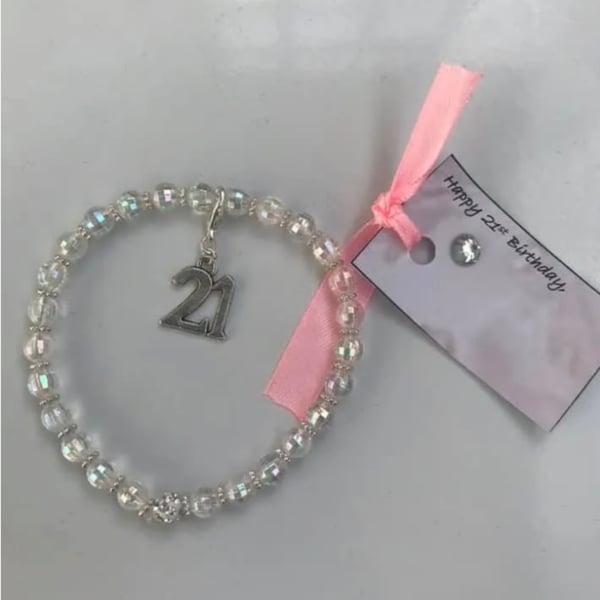 21st milestone bracelet ab crystal beaded bracelet gift for ladies 