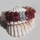 Carnelian & Red Agate (Orange) Gemstone Beaded Bracelet "Orange Dawn"