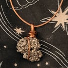 raw pyrite wire wrapped pendant necklace - handmade copper crystal jewellery