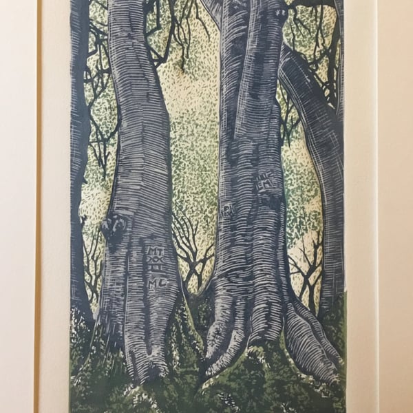 'Yeld Beeches, secrets' Linocut Print