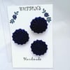 Buttons Navy Blue 30mm Handmade Embroidered Yorkshire Style 