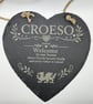 Welsh Croeso Slate Heart Plaque Welsh Welcome Sign Engraved Slate Hanging Decora - Image 2