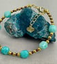 Amazonite & Garnet gold filled adjustable bracelet, 6.5 or 7.5 inch - Image 1