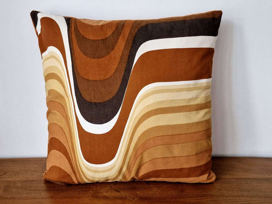 Handmade cushion cover vintage 1960s Heals Barbara Brown Frequency Fabric