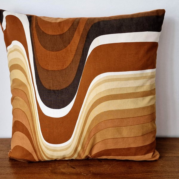 Handmade cushion cover vintage 1960s Heals Barbara Brown Frequency Fabric