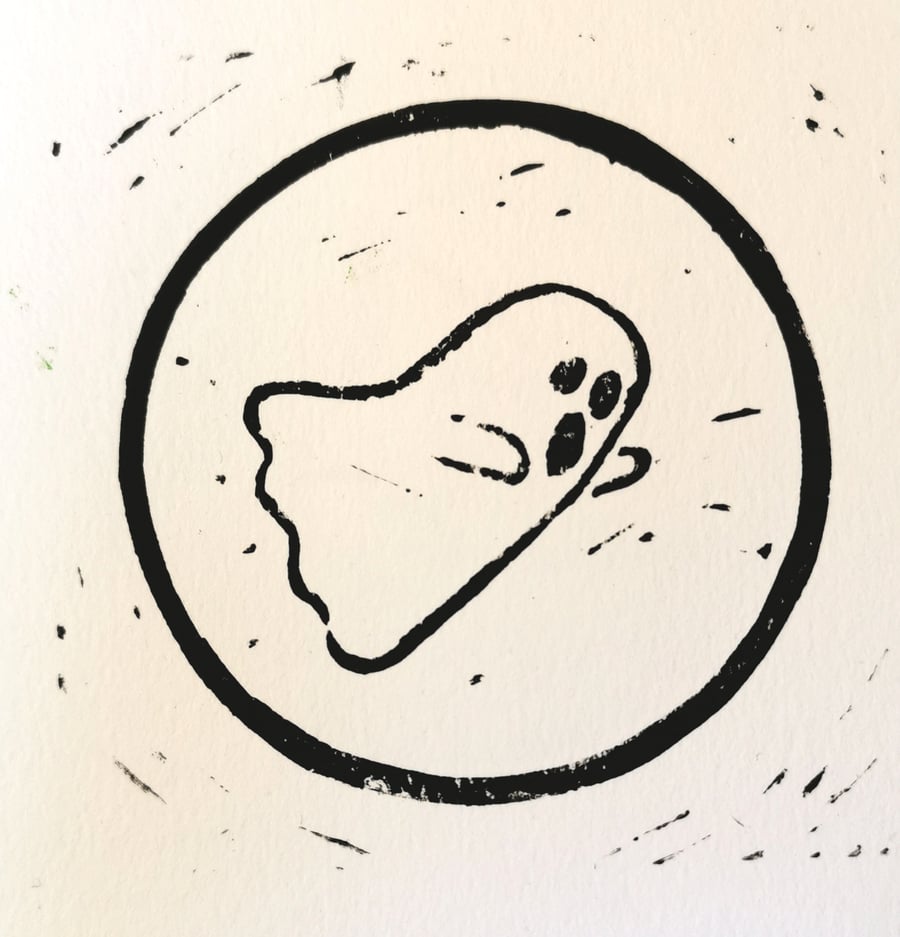 Little Ghost lino print. 