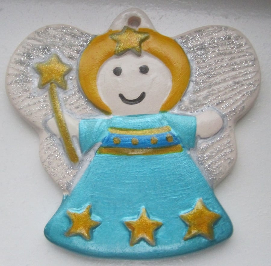 Hand painted ceramic Christmas decoration – Angel