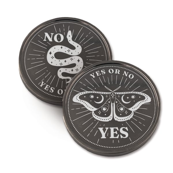 Yes or No Mystic Decision Coin: Engraved Metal Coin, Decision Maker, Unique Gift