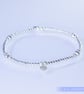 Sparkly Heart Charm Bracelet Sterling Silver Dainty Handmade Romantic Stretchy - Image 1