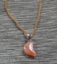 Crescent Gemstone Pendants on Gold Chain - Image 1