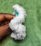 Spearmint with White Fur Trim Small Scrunchies Hair Tie - Image 2